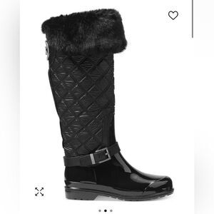 Michael Kors Fulton Quilted Rubber Rainboots Faux-fur Winter Boots sz 10 NWOT